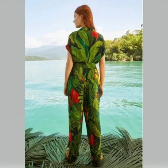 Farm Rio Cocoa Forest Jumpsuit Size S - Picture 3 of 16
